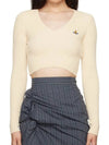 Bea Cropped V-Neck Knit Top Ivory - VIVIENNE WESTWOOD - BALAAN 2