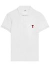 Heart Logo Polo Shirt White - AMI - BALAAN 3