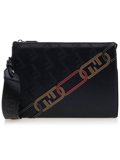 Men's O Lock FF Chain Print Clutch Bag Back - FENDI - BALAAN 2