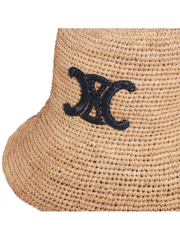 Triomphe Raffia Bucket Hat Natural Black - CELINE - BALAAN 4