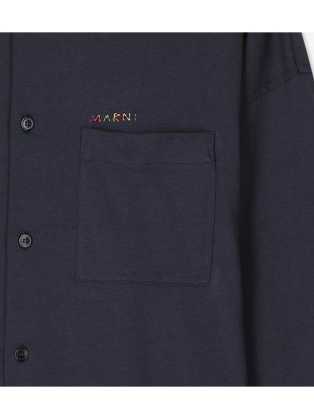 Logo Pocket Cotton Long Sleeve Shirt Blue - MARNI - BALAAN 4