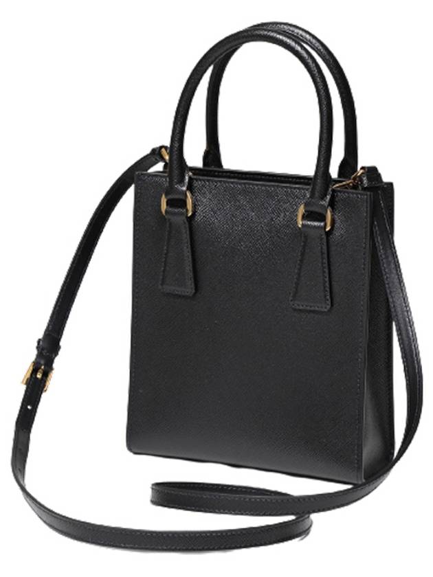 Triangular Logo Saffiano Leather Tote Bag Black - PRADA - BALAAN 3