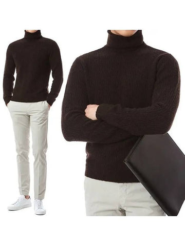 Color combination pattern wool turtleneck knit IMLMML183 IM55031 450BL - RVR LARDINI - BALAAN 1