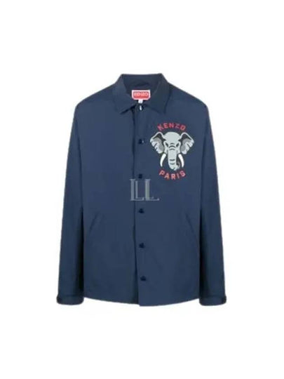 Elephant Print Coach Overshirt Jacket Navy - KENZO - BALAAN 2