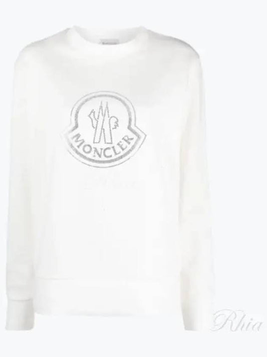 Crystal Logo Cotton Sweatshirt Off White - MONCLER - BALAAN 2