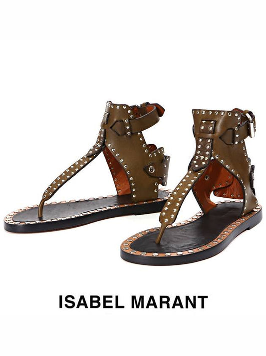 Johanna Studded Leather Sandals Brown - ISABEL MARANT - BALAAN 2