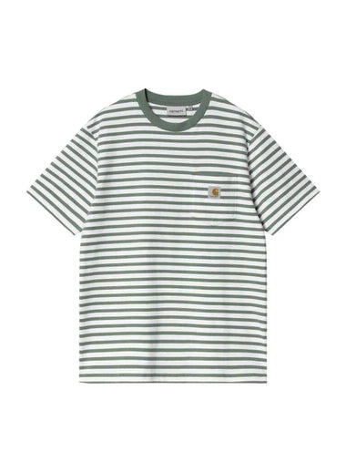 Seidler Striped Pocket Short Sleeve T-Shirt White Green - CARHARTT WIP - BALAAN 1