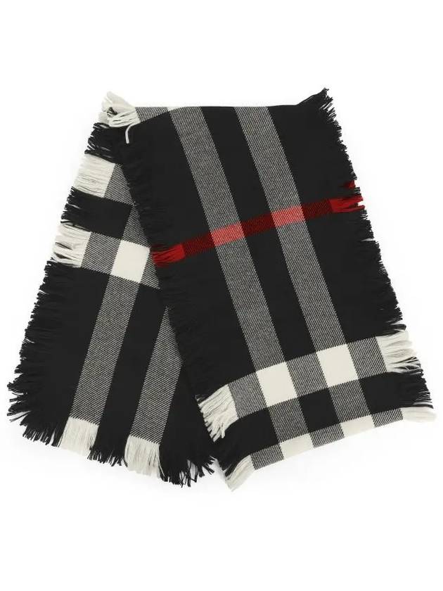 Fringe Check Wool Scarf Black - BURBERRY - BALAAN 7