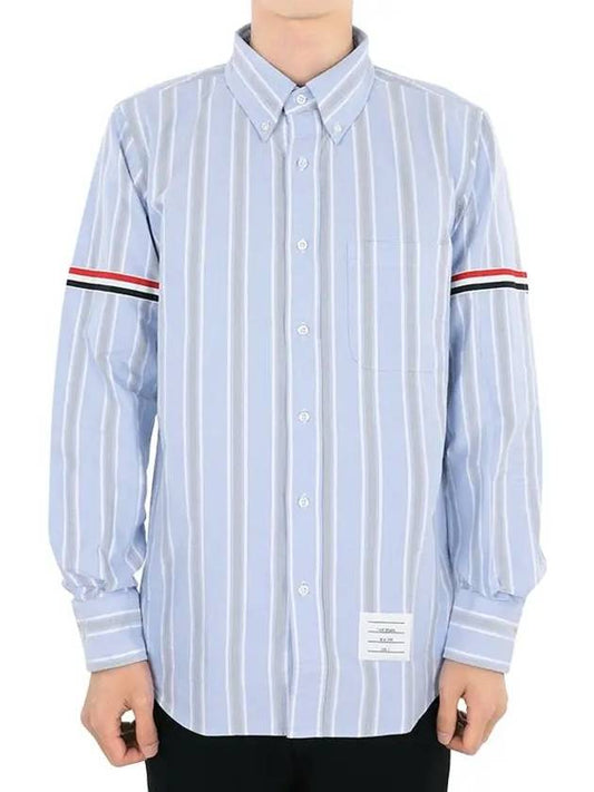 Stripe Oxford Armband Long Sleeve Shirt Light Blue - THOM BROWNE - BALAAN 2