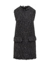 Cotton Tweed Sleeveless Midi Dress Black - MSGM - BALAAN 2