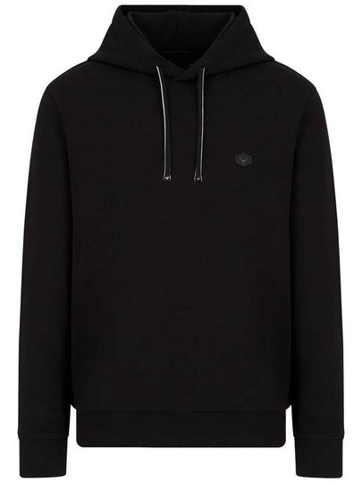 Drawstring Detail Cotton Hoodie Black - EMPORIO ARMANI - BALAAN 2