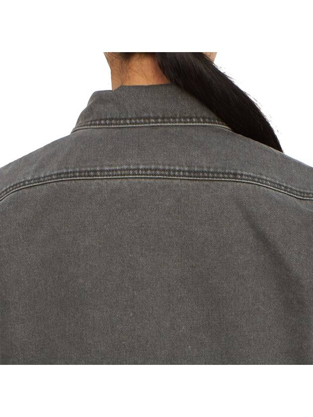 Embroidered Logo Cropped Denim Jacket Grey - PATOU - BALAAN 11