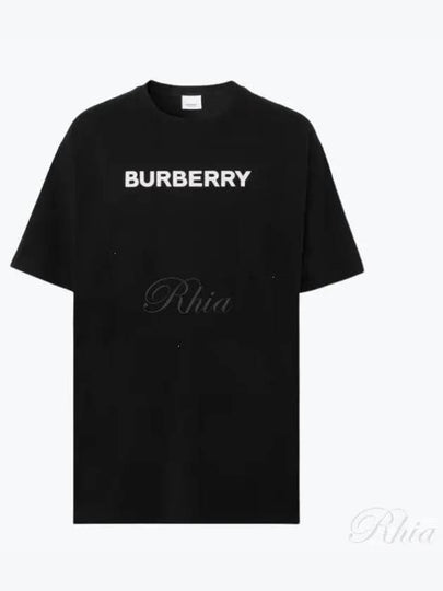 Logo Print Cotton Oversized Short Sleeve T-Shirt Black - BURBERRY - BALAAN 2