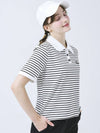 Doyou Know MC Women s Petite Stripe Loose Fit Short Sleeve White T shirt DO3242TS81 1 - DOYOUKNOWMC GOLF WEAR - BALAAN 2