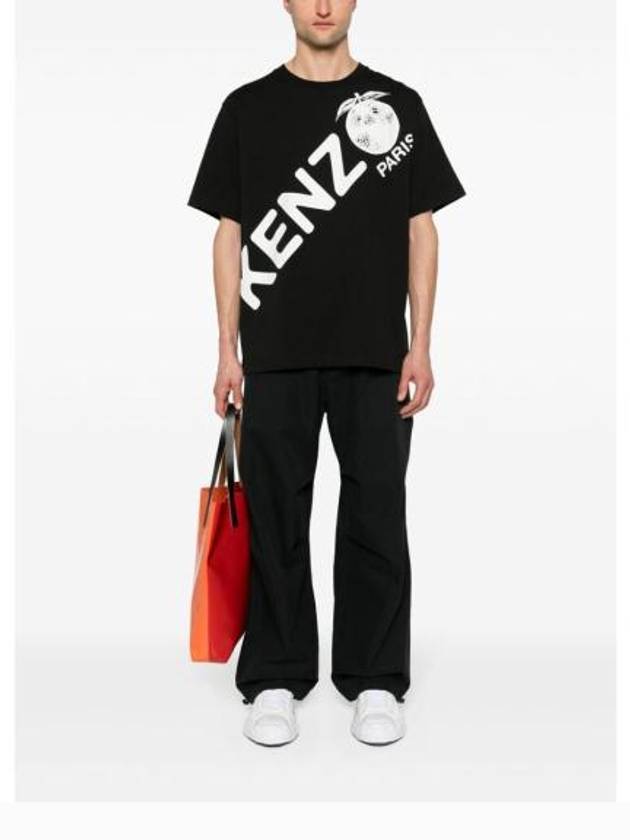 Logo Print Cotton Short Sleeve T-Shirt Black - KENZO - BALAAN 6