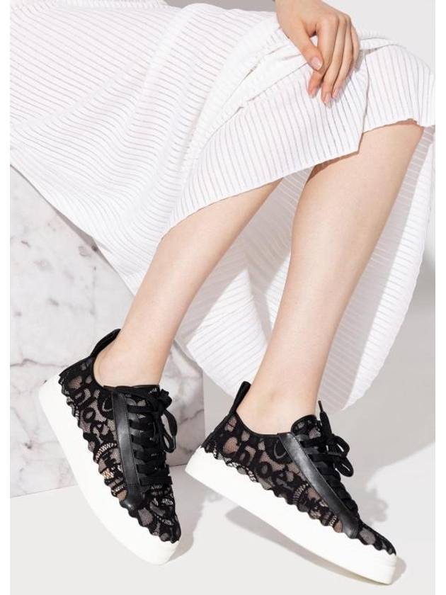 Lauren Lace Low Top Sneakers Black - CHLOE - BALAAN 5