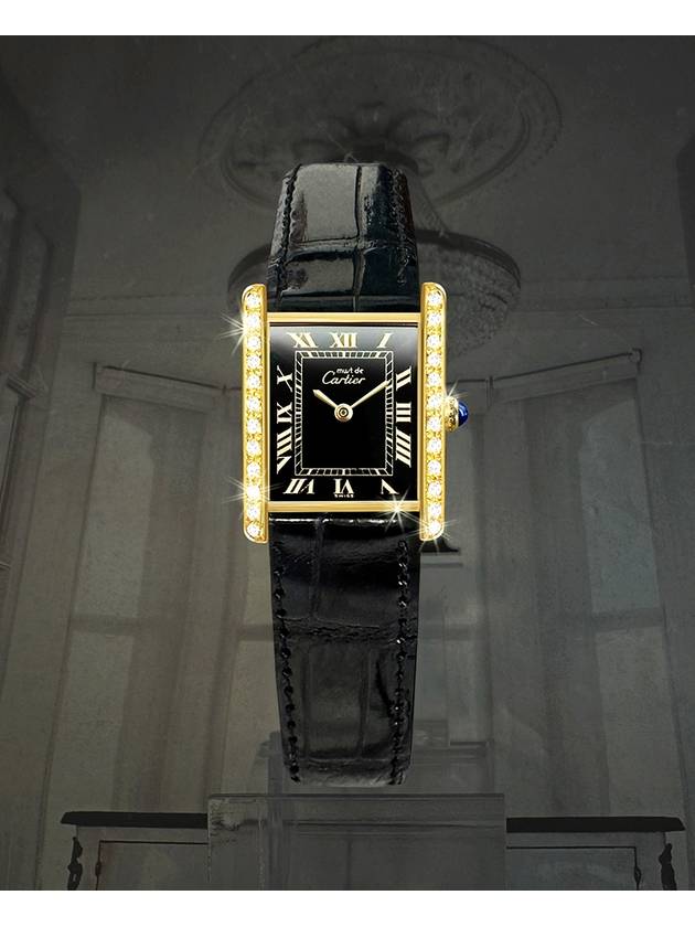 Must Tank Black Roman Dial Women s Quartz Watch - CARTIER - BALAAN 1