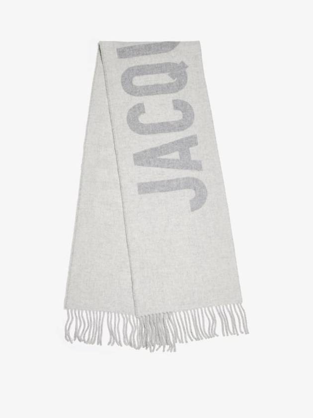 Lecharpe Fringe Logo Virgin Wool Muffler Grey - JACQUEMUS - BALAAN 2