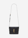 June Box Crocodile Embossed Leather Shoulder Bag Black - SAINT LAURENT - BALAAN 1