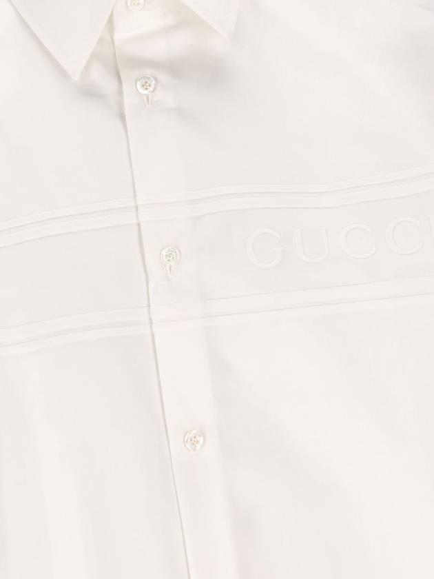 Logo Cotton Long Sleeve Shirt White - GUCCI - BALAAN 4