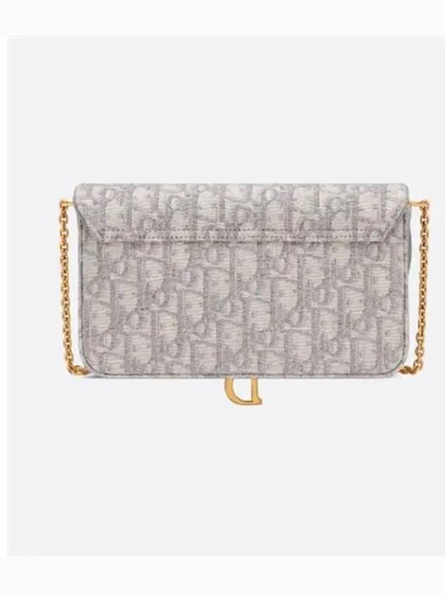 Saddle Chain Oblique Jacquard Pouch Bag Grey - DIOR - BALAAN 6