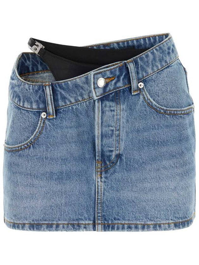 Women's Asymmetric Bikini Layer Mini Denim H-Line Skirt Light Indigo - ALEXANDER WANG - BALAAN 2