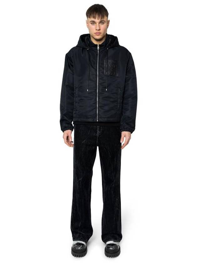 Anagram Drawstring Padded Hooded Jacket Black - LOEWE - BALAAN 5