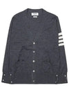 Men's Sustainable Classic Diagonal Wool Cardigan Medium Grey - THOM BROWNE - BALAAN 2