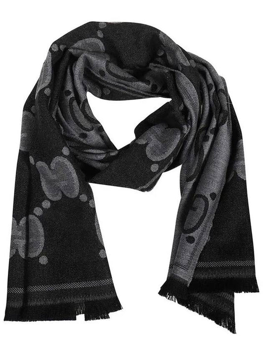 GG Wool Jacquard Scarf Grey - GUCCI - BALAAN 2