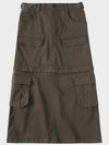 Cotton Detachable Cargo A Line Skirt Khaki - NOIRER FOR WOMEN - BALAAN 3