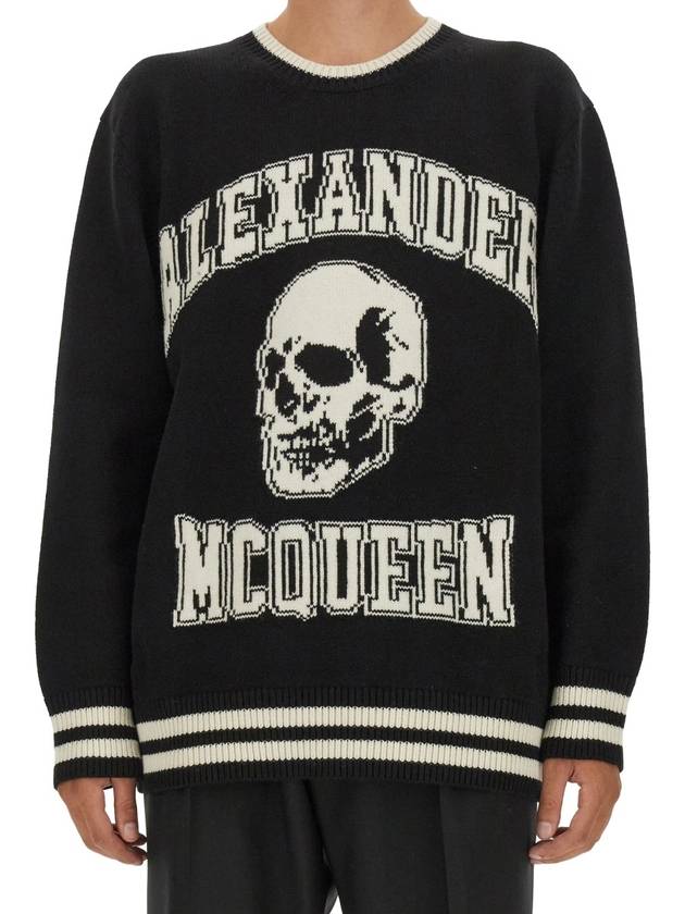 Skull Logo Print Wool Knit Top Black - ALEXANDER MCQUEEN - BALAAN 5