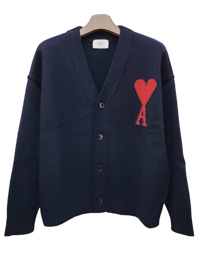 De Coeur Logo Wool Cardigan Night Blue - AMI - BALAAN 3