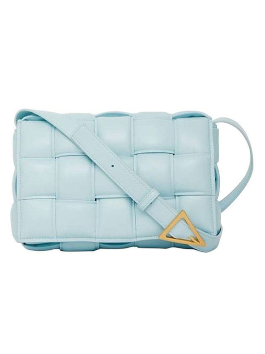 Gold Padded Cassette Cross Bag Pale Blue - BOTTEGA VENETA - BALAAN.