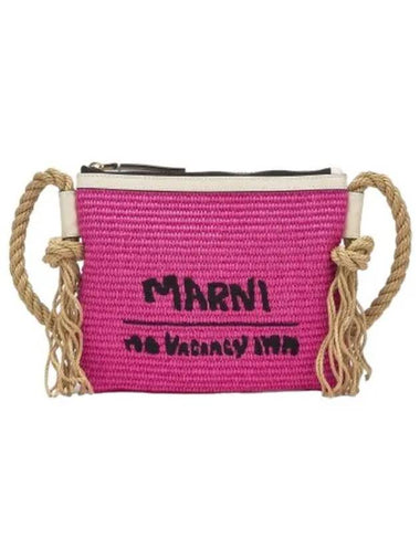 No Bacon City in Raffia Crossbody Bag Fuchsia - MARNI - BALAAN 1