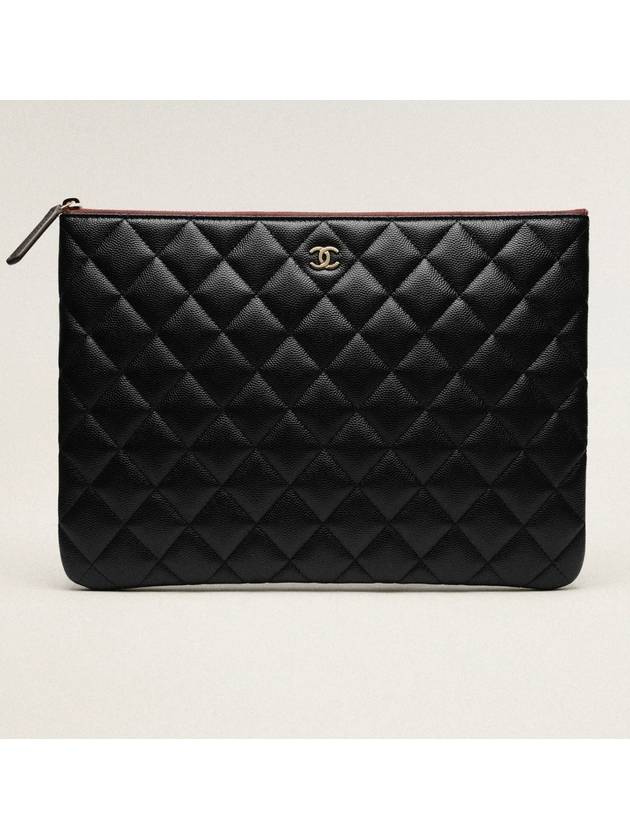 Silver CC Logo Medium Calfskin Clutch Bag Black - CHANEL - BALAAN 2