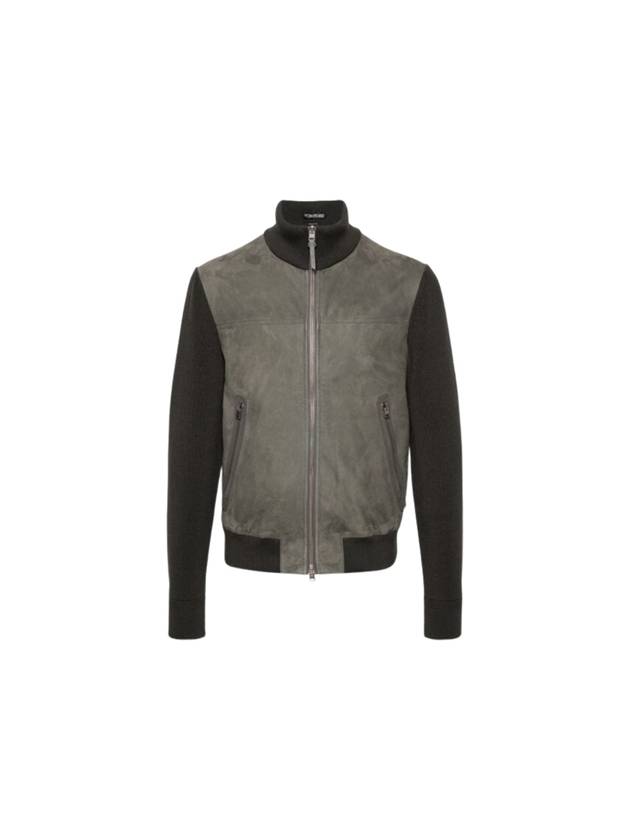 Suede Zip Up Jacket Grey - TOM FORD - BALAAN 2