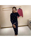 Flower CC Logo Cashmere Long Sleeve Pullover Knit Navy Blue 36 P73818 - CHANEL - BALAAN 3