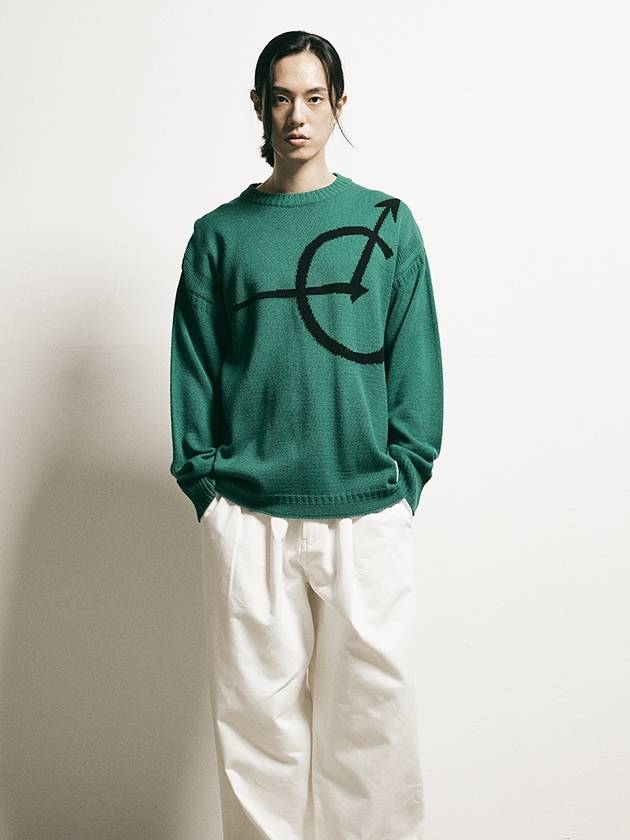 Signature Logo Round Wool Pullover Green - FFEFF STUDIO - BALAAN 1