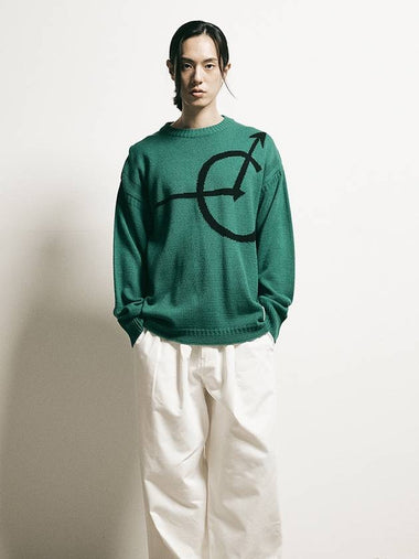 Signature Logo Round Wool Pullover Green - FFEFF STUDIO - BALAAN 1