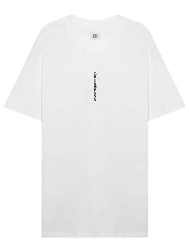 Vertical Lettering Logo Graphic Short Sleeve T-Shirt White - CP COMPANY - BALAAN 1