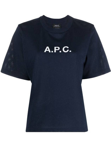 Mae Pique Mesh Short Sleeve T-Shirt Navy - A.P.C. - BALAAN 1