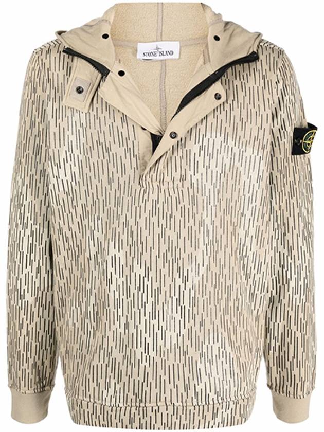 Wappen Patch Rain Camo Button Hoodie Beige - STONE ISLAND - BALAAN 2