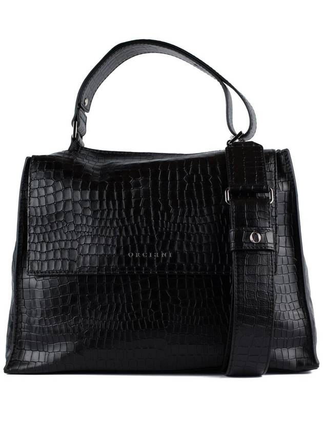 Orciani Sveva Cocco Medium Shoulder Bag In Black Coconut Print Nappa Leather - ORCIANI - BALAAN 1