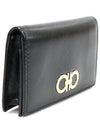 22 C330 Black Saffiano Leather Gold Plated Gancini Card Wallet - SALVATORE FERRAGAMO - BALAAN 2