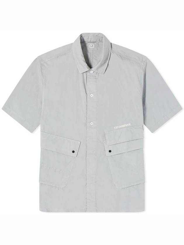 Cotton Popeline Pocket Short Sleeve Shirt Grey - CP COMPANY - BALAAN 2