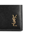 Monogram Logo Card Passport Wallet Black - SAINT LAURENT - BALAAN 6