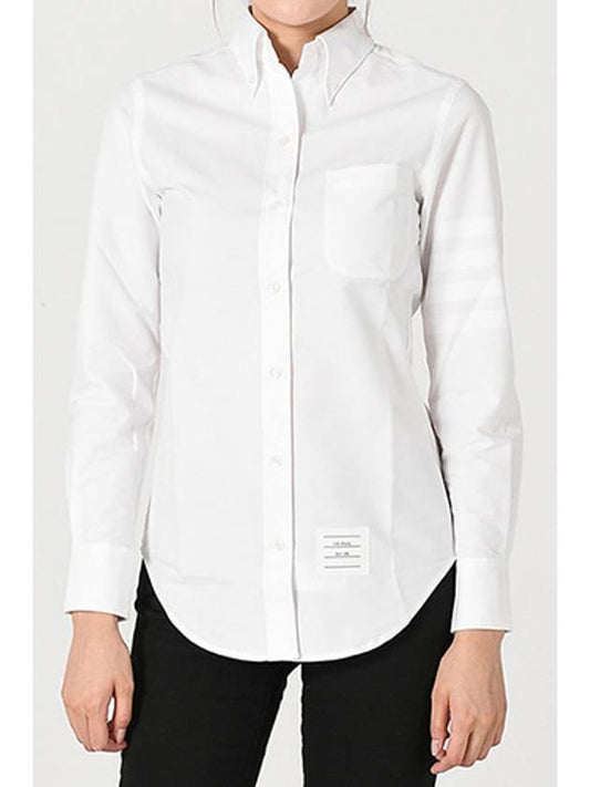 Diagonal Stripe Satin Weave Supima Oxford Shirt White - THOM BROWNE - BALAAN 2