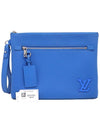 Women s Louis Vuitton M82270 Bright Blue Aerogram Leather Take Off Pouch Clutch gt Gangbuk used luxury goods - LOUIS VUITTON - BALAAN 3