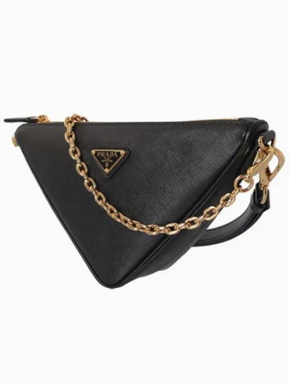 Triangle Saffiano Leather Shoulder Bag Black - PRADA - BALAAN 2