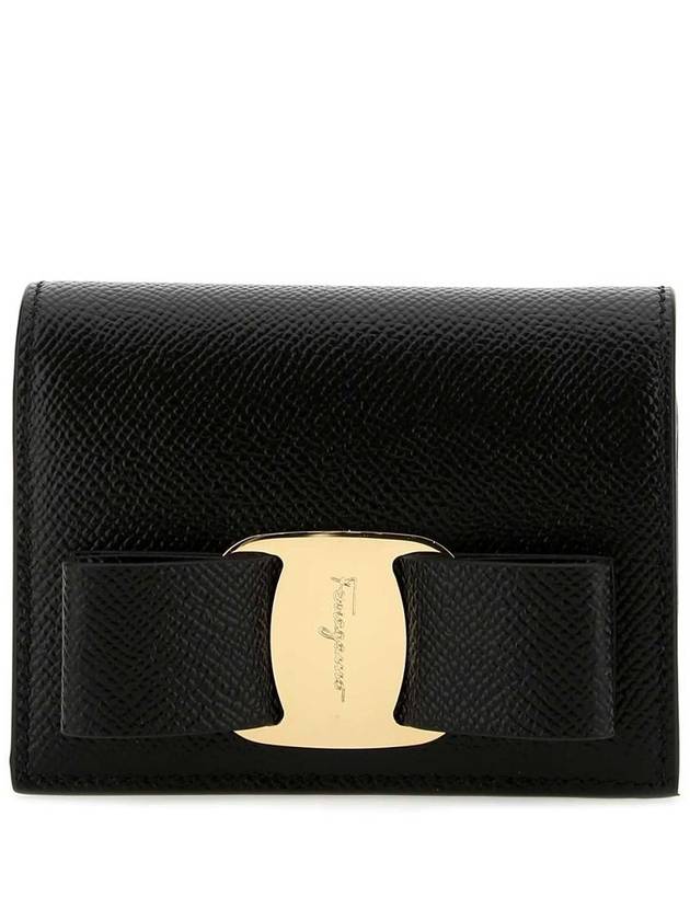 Vara Bow Gloss Flap Half Wallet Black - SALVATORE FERRAGAMO - BALAAN 2